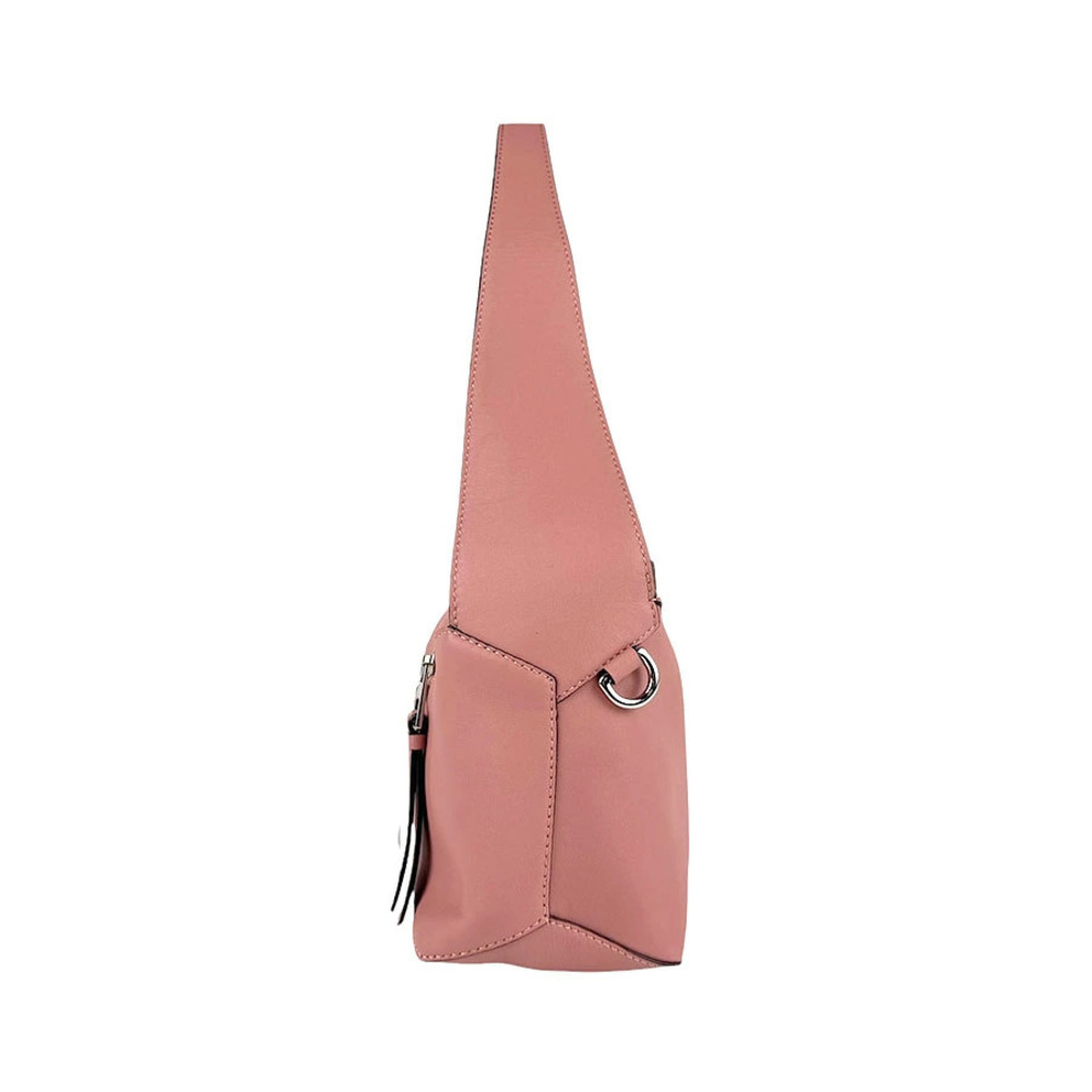 Loewe Pink Hobo Leather Silver Bag Puzzle Shoulder Pink Silver